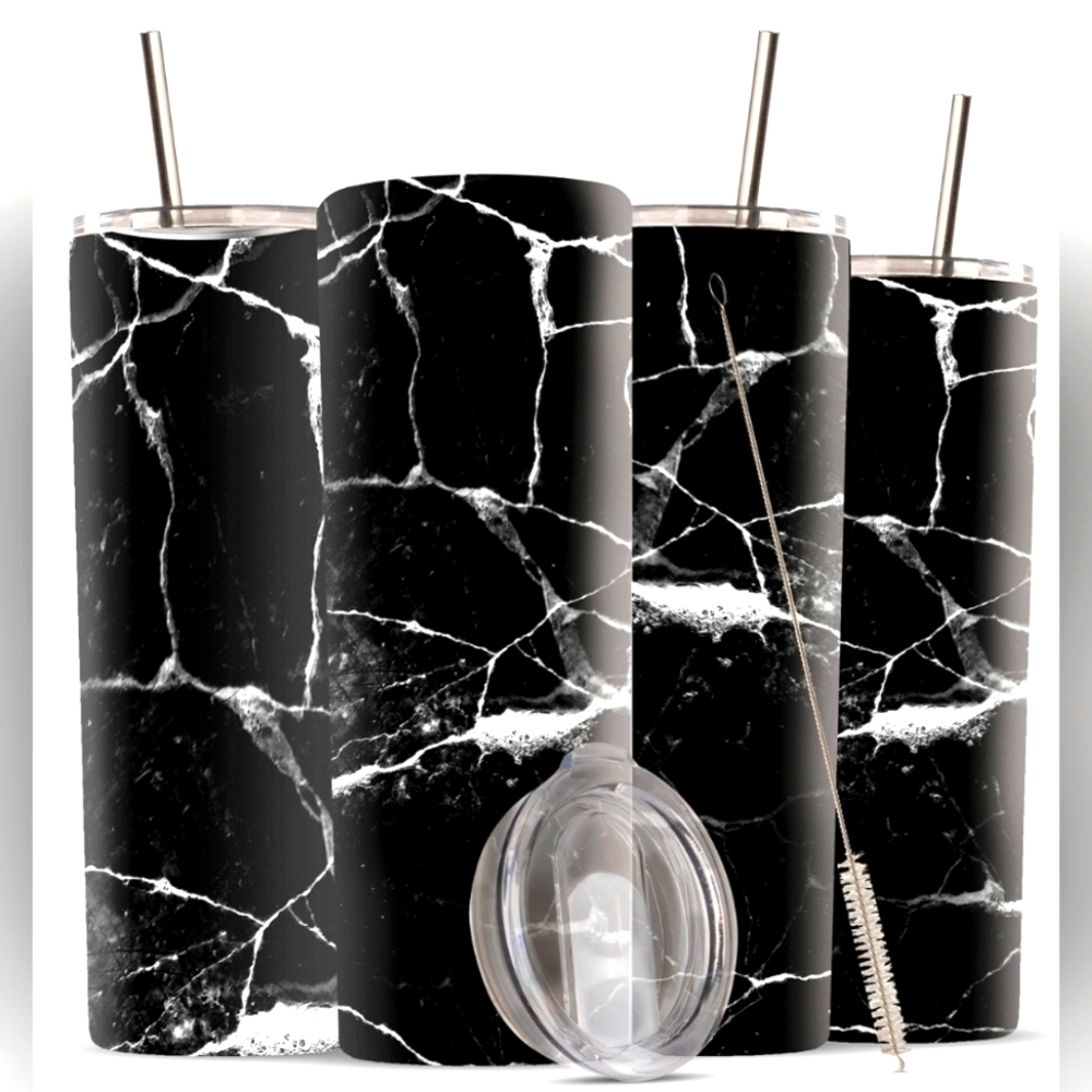 Black Marble Tumbler Set